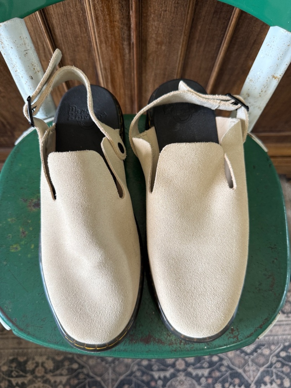 Dr. Martens Beige Suede Slingback Clogs